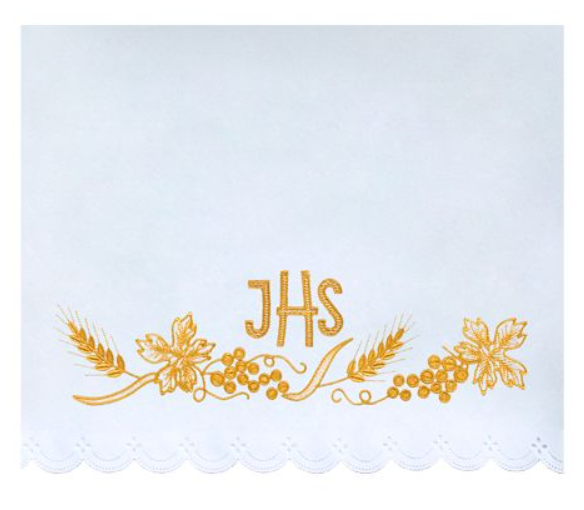 Obrus Ołtarzowy z Haftem JHS Winogronami i Kłosami