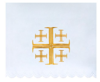 Obrus Ołtarzowy Haftowany Złoty Krzyż Jerozolimski