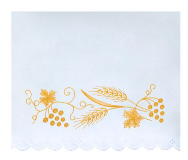 Elegancki Obrus Ołtarzowy z Złotym Haftem Kłosów i Winogron
