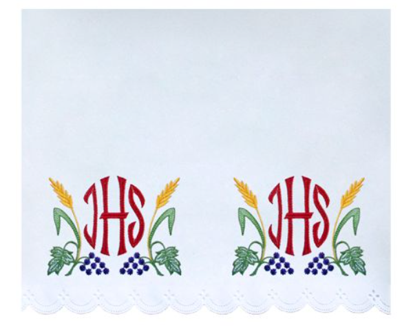 Kolorowy Obrus Ołtarzowy z Haftem IHS
