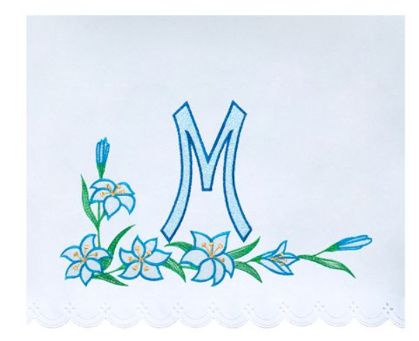 Obrus Ołtarzowy z Niebieskim Haftem Lilii