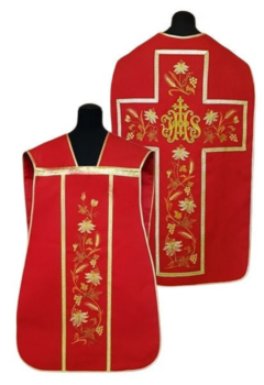 Czerwony Ornat Rzymski bogato haftowany – Elanowełna