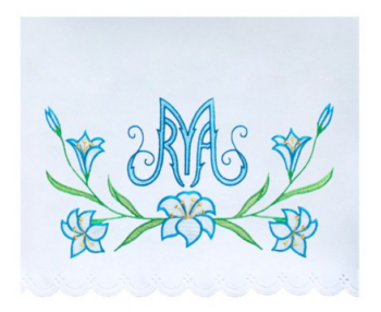 Obrus do Kościoła z Maryjnym Niebieskim Haftem i Liliami