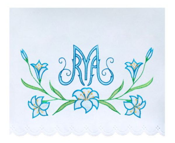 Obrus do Kościoła z Maryjnym Niebieskim Haftem i Liliami