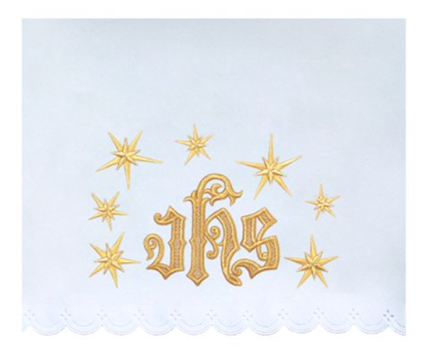Obrus Ołtarzowy z Haftem IHS i Gwiazdami
