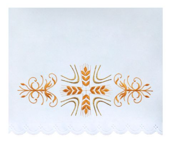 Obrus Ołtarzowy Haftowany ze Złotym Krzyżem i Kłosami