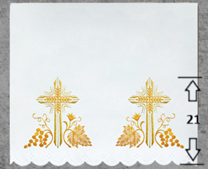 Obrus Ołtarzowy z Haftowanymi Krzyżami i Symbolami Eucharystycznymi Obrus Ołtarzowy z Haftowanymi Krzyżami i Symbolami Eucharystycznymi