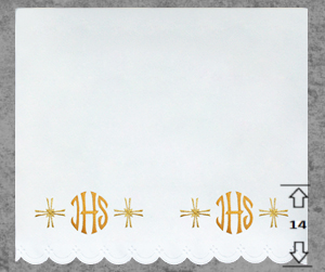 Elegancki Obrus Ołtarzowy z Złotym Haftem IHS i Gwiazdami Elegancki Obrus Ołtarzowy z Złotym Haftem IHS i Gwiazdami