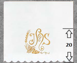 Obrus Ołtarzowy Haftowany z Motywem IHS, Kłosów i Winogron Obrus Ołtarzowy Haftowany z Motywem IHS, Kłosów i Winogron