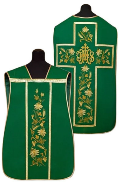 Zielony Ornat Rzymski bogato haftowany – Elanowełna