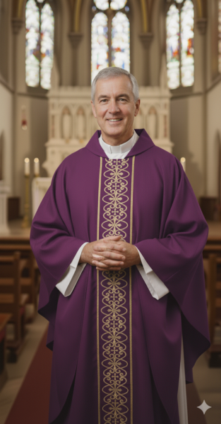 Ornat Fioletowy ze Zdobieniem Złotym