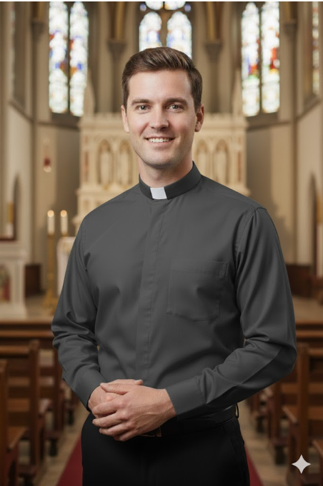 Koszula kapłańska z długim rękawem grafit Koszula kapłańska z długim rękawem grafit