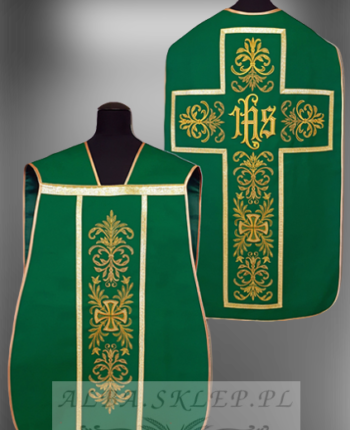 Ornat rzymski zielony bogaty haft