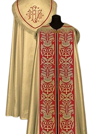 Złota Kapa Liturgiczna Gloria z Haftowanym Kapturem