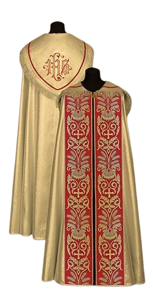 Złota Kapa Liturgiczna Gloria z Haftowanym Kapturem