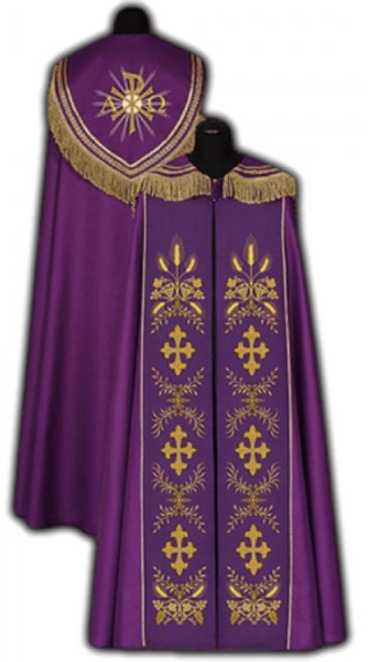Fioletowa Kapa Liturgiczna Haftowana Alfa Omega