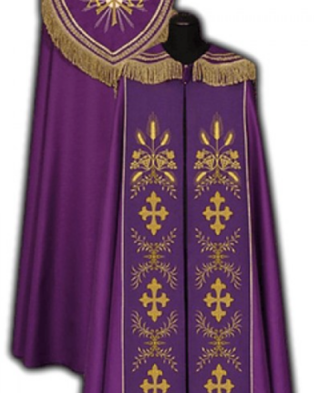 Fioletowa Kapa Liturgiczna Haftowana Alfa Omega
