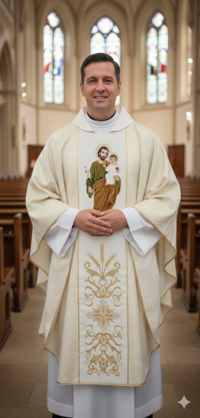 Złoto-Kremowy Ornat Liturgiczny ze Świętym Józefem