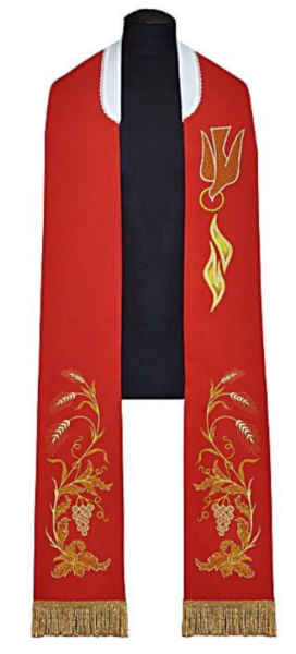 Czerwona Stuła na Bierzmowanie – Haftowana z Duchem Świętym