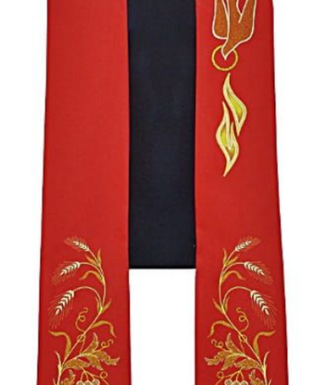 Czerwona Stuła na Bierzmowanie – Haftowana z Duchem Świętym