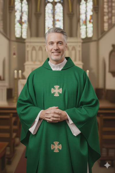 Zielony Ornat Lniany z Krzyżami