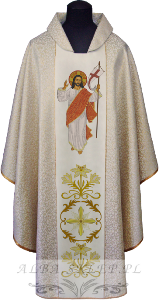 Biały ornat na Wielkanoc Chrystus Zmartwychwstały