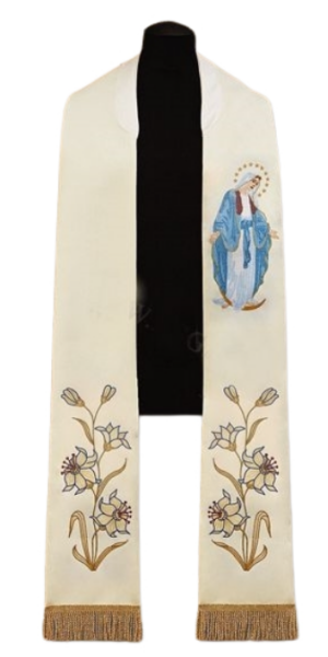 Stuła haftowana - Matka Boża Niepokalana