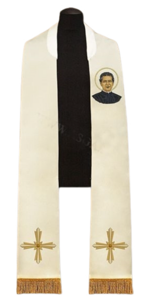 Stuła haftowana z wizerunkiem Świętego Jana Bosko