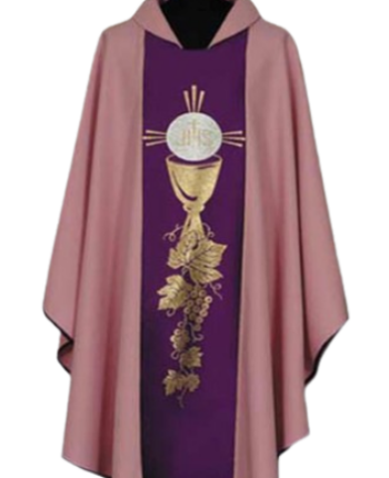 Ornat Różowy z Kielichem i Hostią
