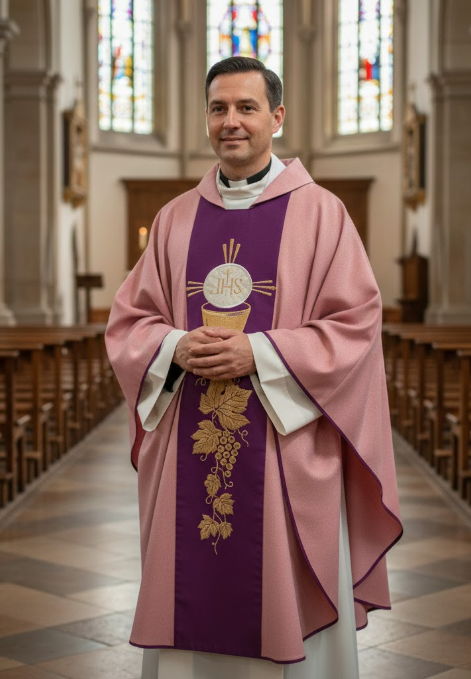 Ornat Różowy Kielich IHS Ornat Różowy Kielich IHS